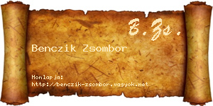 Benczik Zsombor névjegykártya